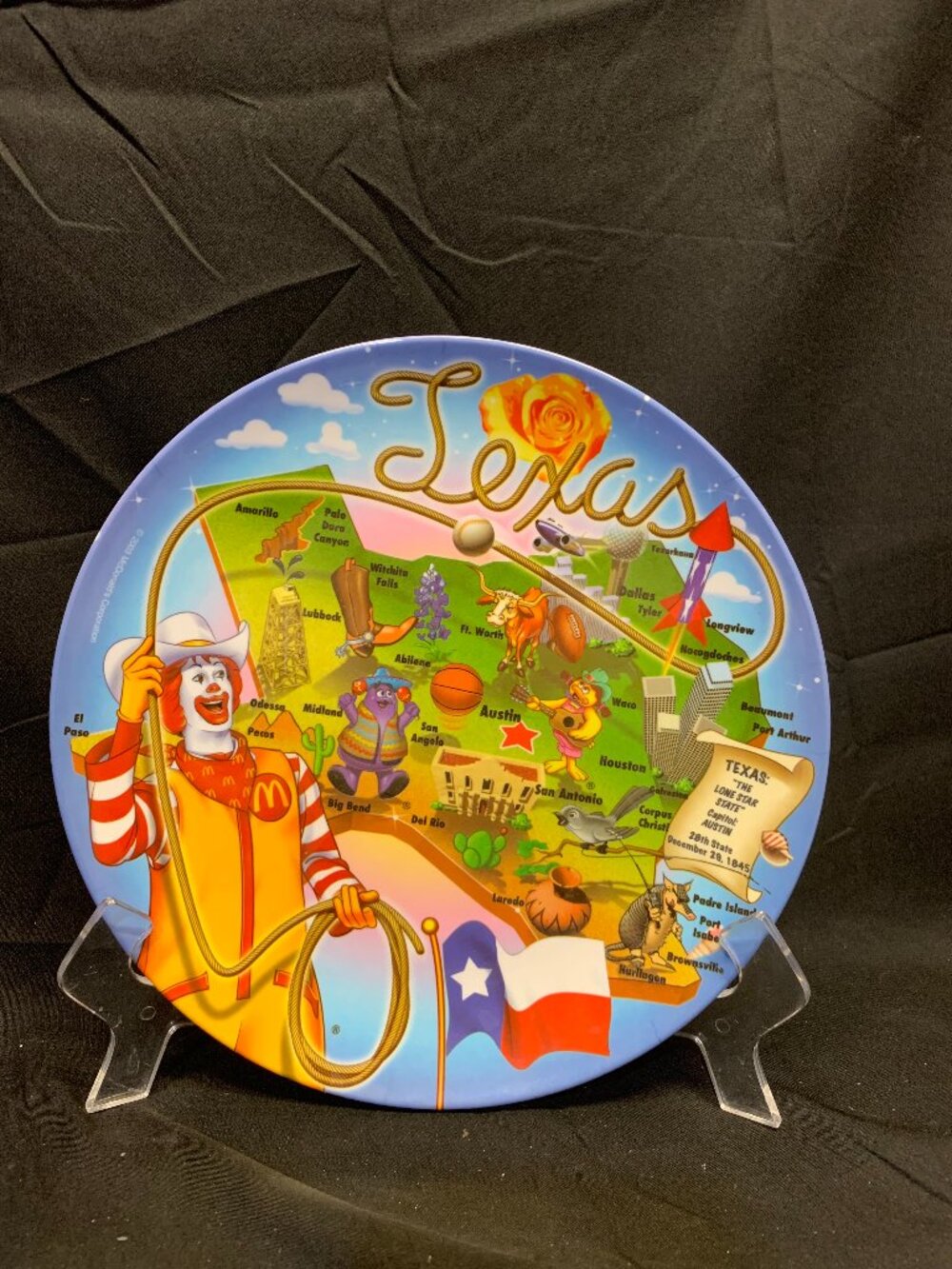 2003 McDonalds 9.5 inch Sun Coast Melamine Collector Plate Texas USA